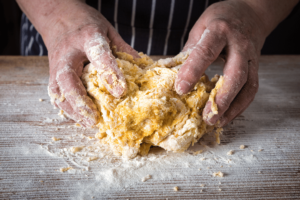 kneading pasta dough