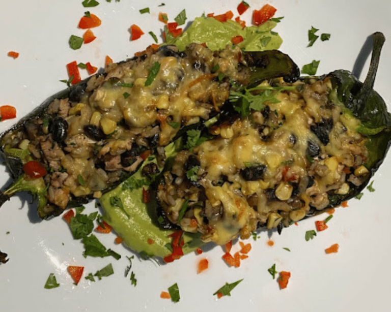 Grilled Stuffed Poblano Peppers - The Indulgent Yogi