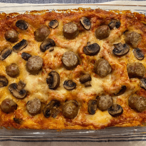 mushroom sausage lasagna