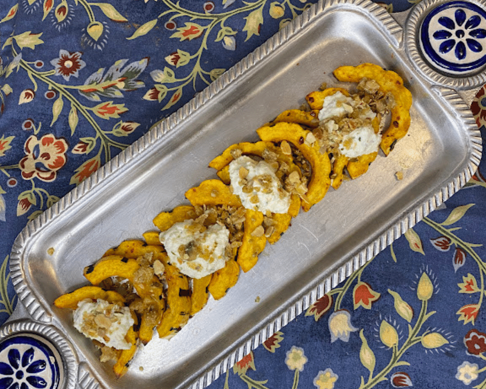 Delicata Squash with Ricotta and Seed Brittle