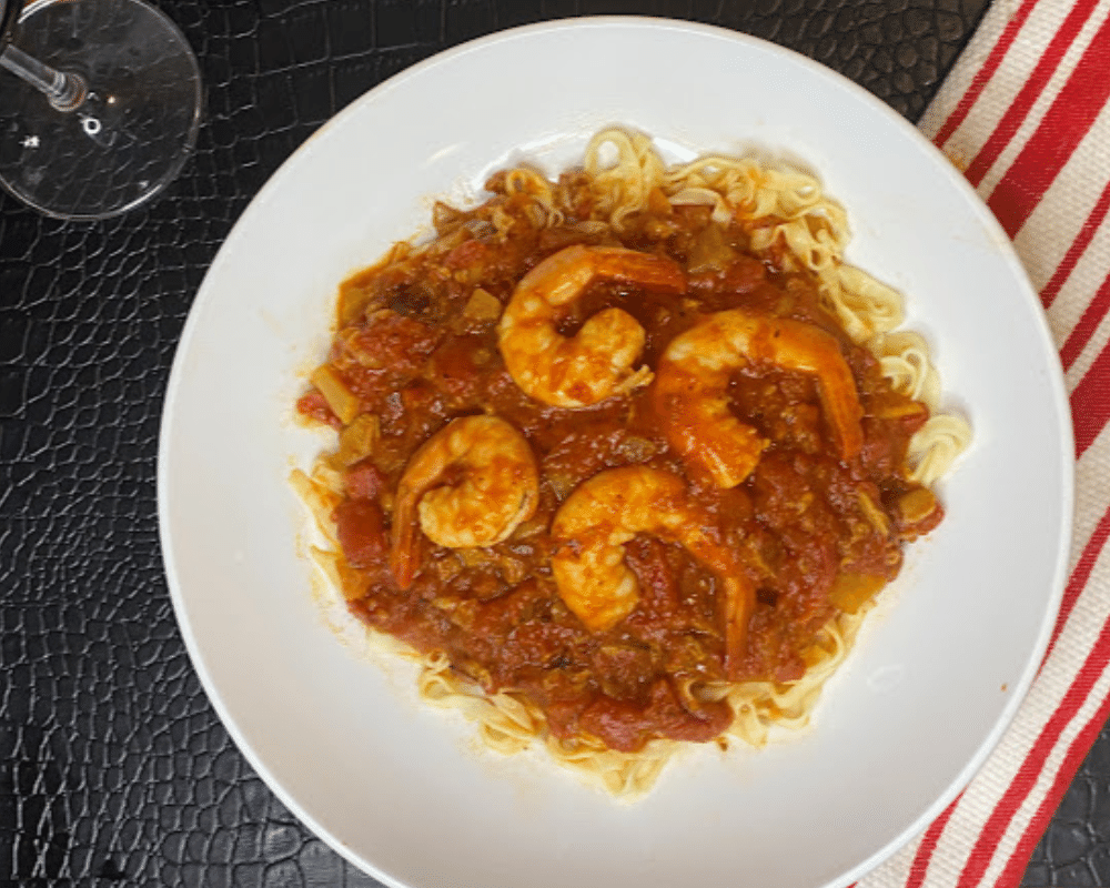 Shrimp and Red Clam Sauce Linguini